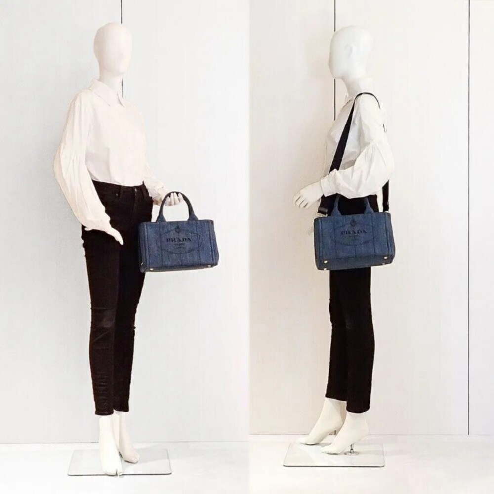 PRADA Canapa bag handbag shoulder denim blue - Picture 7 of 10